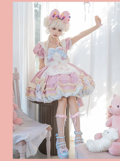 OCELOT - Sweet Lolita Pink Cat Tail OP Dress Set