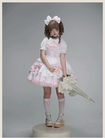 TaTaTa Lolita - Pearl Princess - Old School Lolita Jumper Dress Outfit, Petal Hem