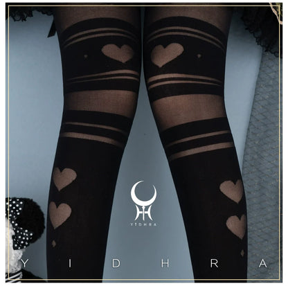 Yidhra - Enchanting Magic - Sweet Lolita Pantyhose Heart Hollow Out Thin Tights