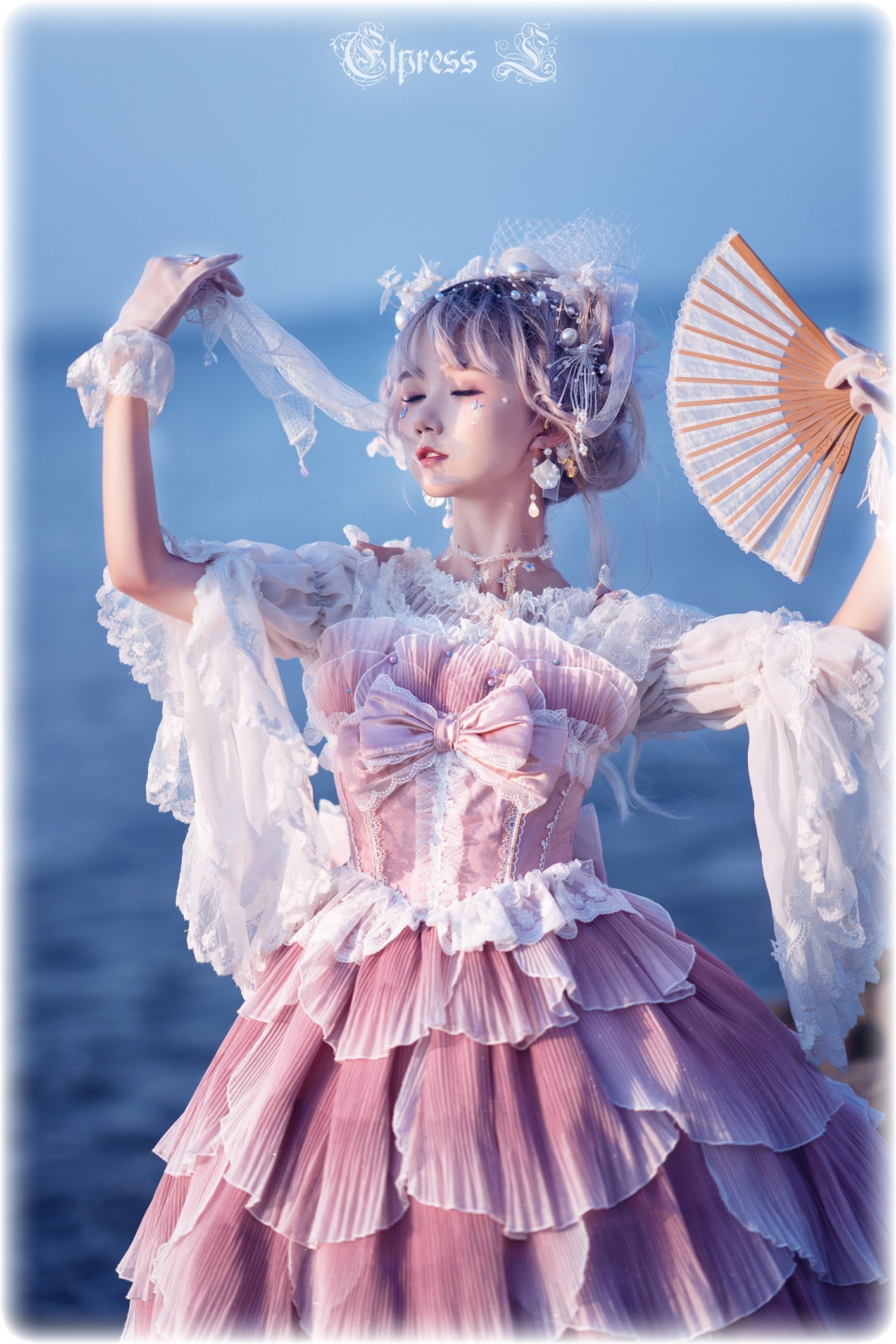 Elpress L - Universal Black White Chiffon Lolita Blouse