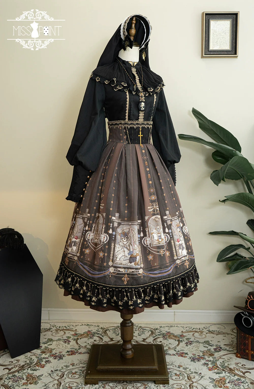 Miss Point - Demon Hunting Notes - Fishbone Gothic Lolita Skirt