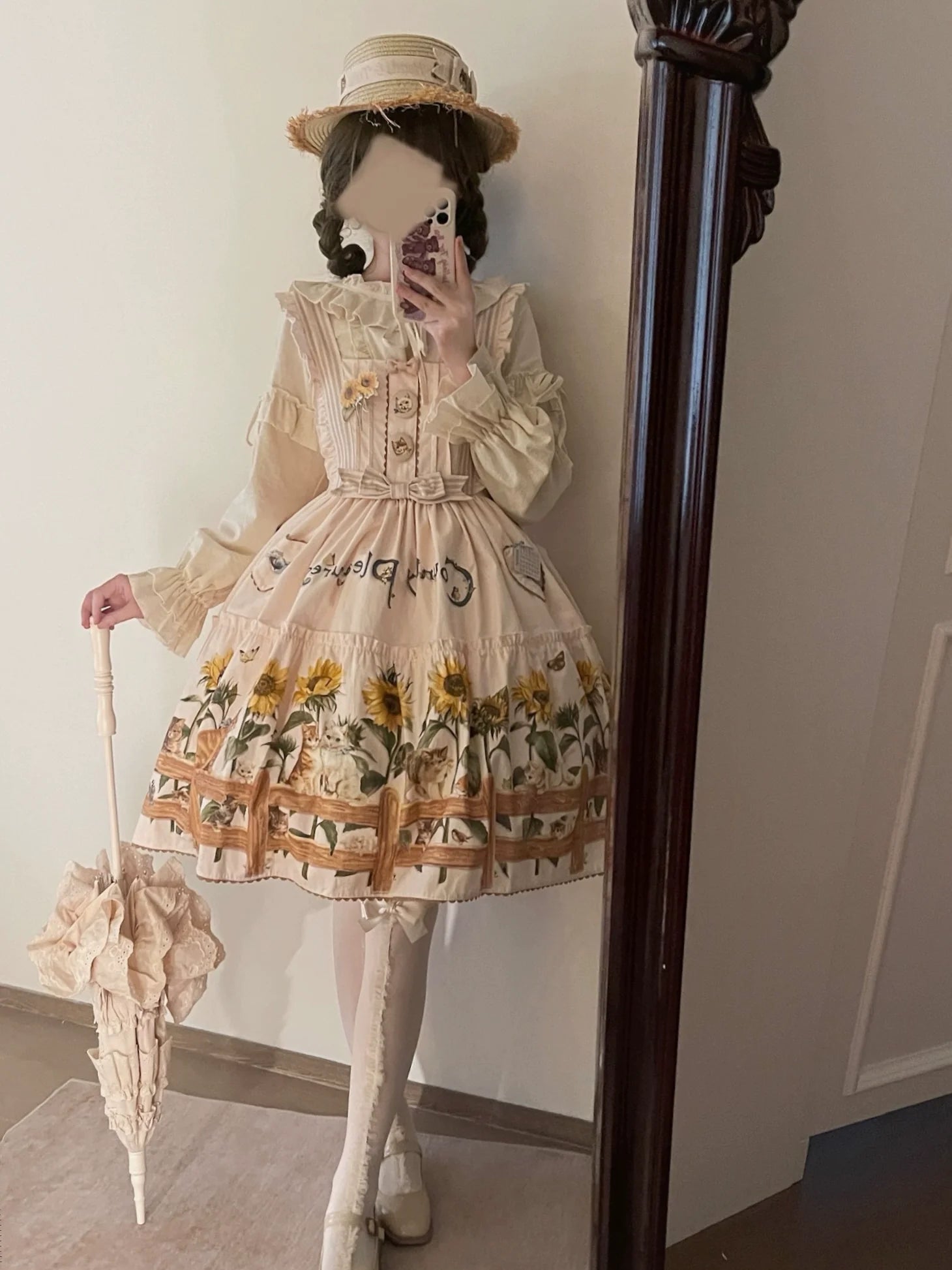 Polaris Lolita - Cat and Sunflower - Sweet Lolita JSK, Cat and Sunflower Print
