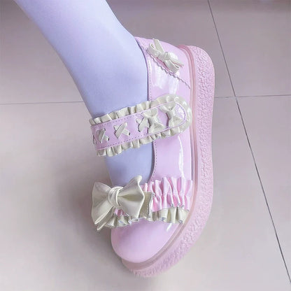 Fairy Godmother - Cute Lolita Shoes Bow Candy-Colored Lolita Flat Shoes