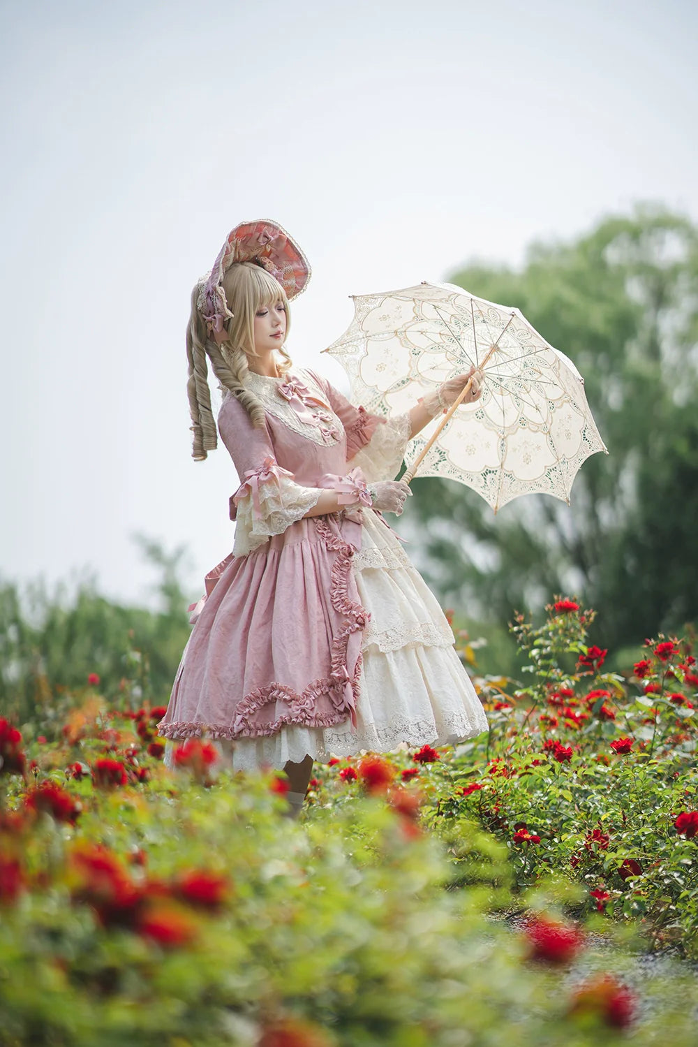 Miss Point - Lilyka Garden - Classic Lolita OP Dress Set Elegant Floral Wall Princess Sleeve