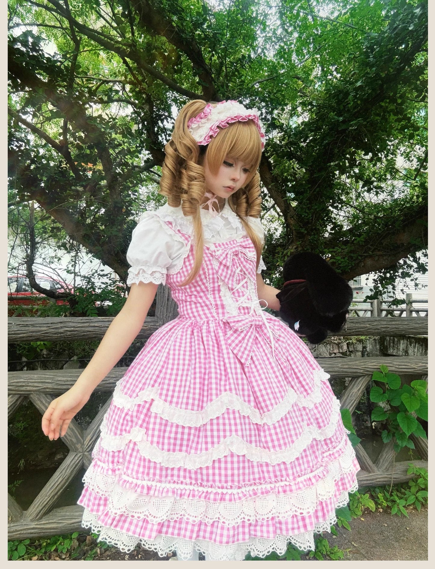 TaTaTa Lolita - Plaid Baileys - Old School Lolita Pink Plaid JSK
