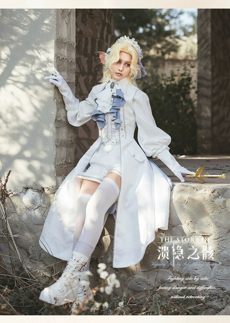 Forest Fluorescent Carps - Crumbling Skeleton - Ouji Lolita Fishbone Embroideried Vest, Prince Pants Suits