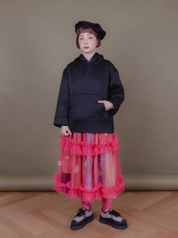 Patterned woven hooded sweatshirt【s0000006884】