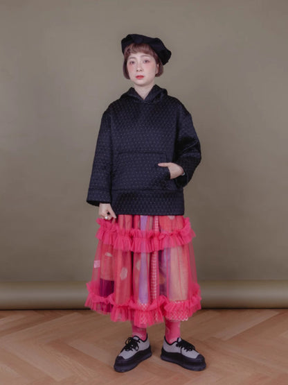 Patterned woven hooded sweatshirt【s0000006884】