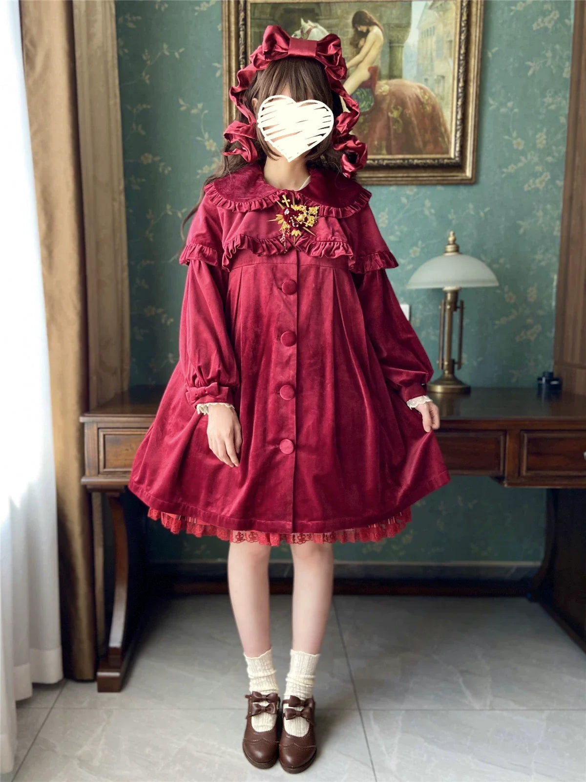 Dark Star Island - Winter Lolita Cape Velvet Antique Lolita Coat