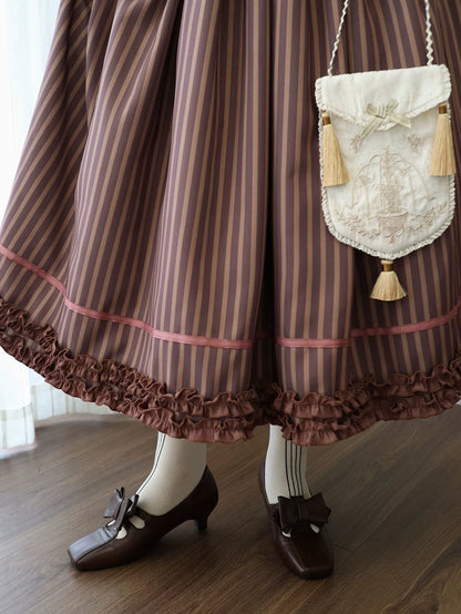 Miss Point - Classical Chocolate - Classic Lolita Skirt Elegant Striped SK