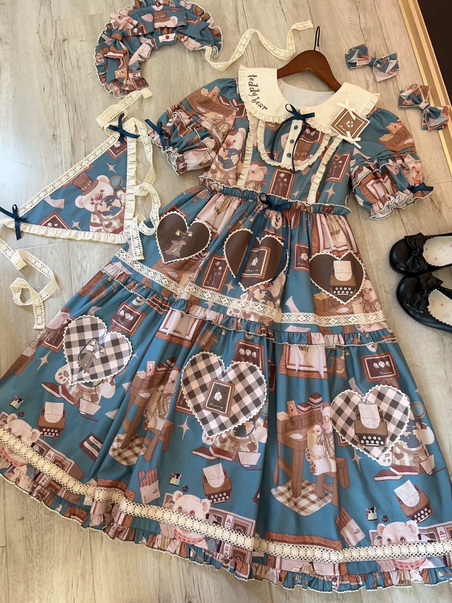Babyblue - Gretel Bear - Vintage Lolita Dress Teddy Bear Prints Dress