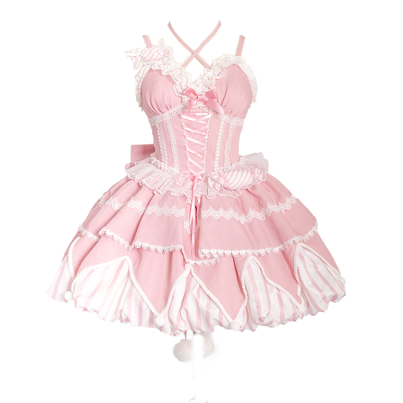 OCELOT - Sweety Gummy - Sweet Lolita JSK Dress Big Bow Flower Bud Lolita Dress