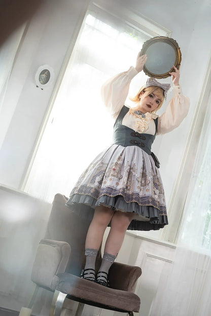 Miss Point - Demon Hunting Notes - Gothic Lolita Cross Print Short Skirt