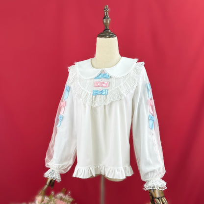 DMFS Lolita - Sweet Lolita Blouse with Double-Layered Tulle Lantern Sleeves