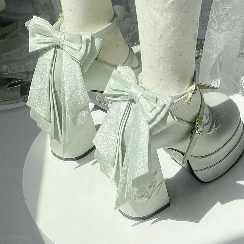 Dreamland - Floating Dream Lily - Elegant Lolita High Heel Shoes, Detachable Bow