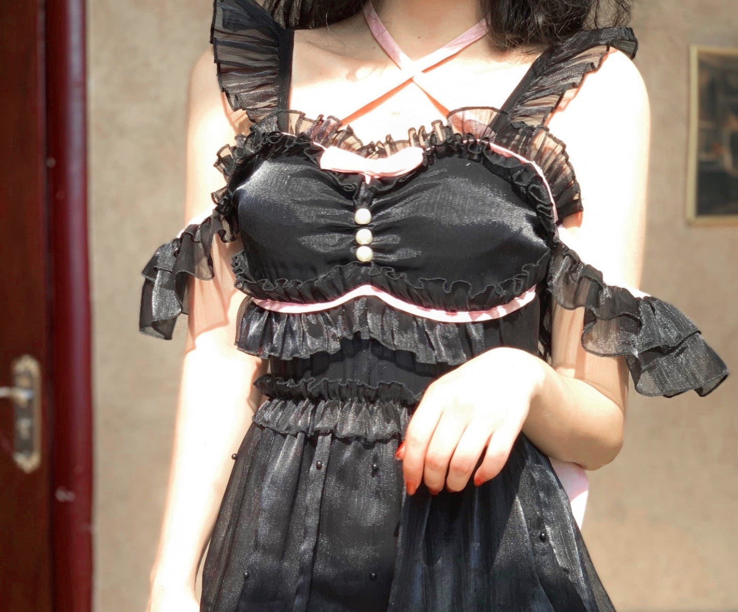 Polaris Lolita - Mermaid - Lolita Inspired Swimsuit with Tulle Overlay and Trailing