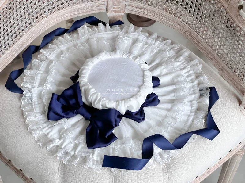 MAID - Vintage Lolita Hat Striped Lace Hat