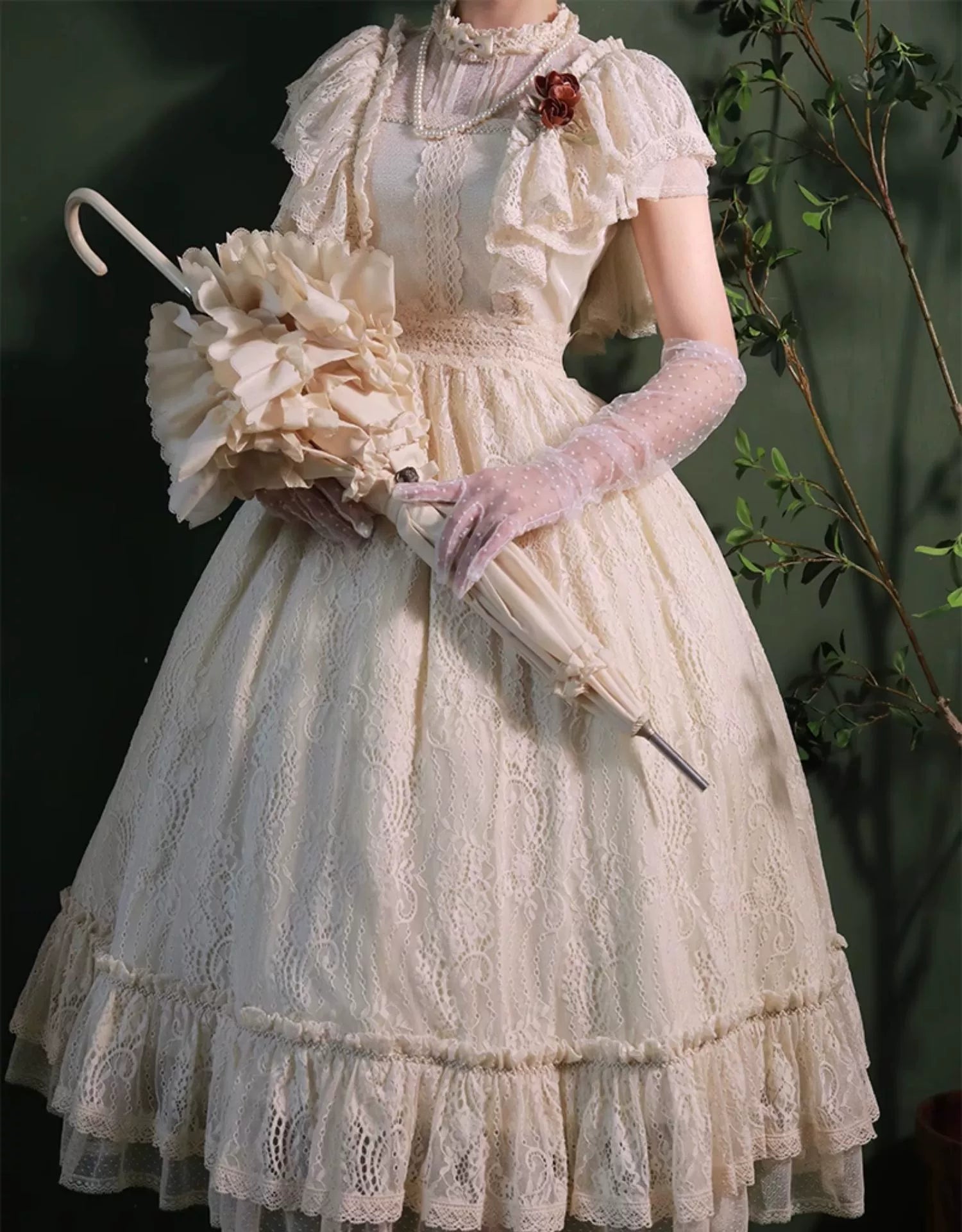 BittterSweet - Vintage Lolita OP Dress Old School Lace Long Dress