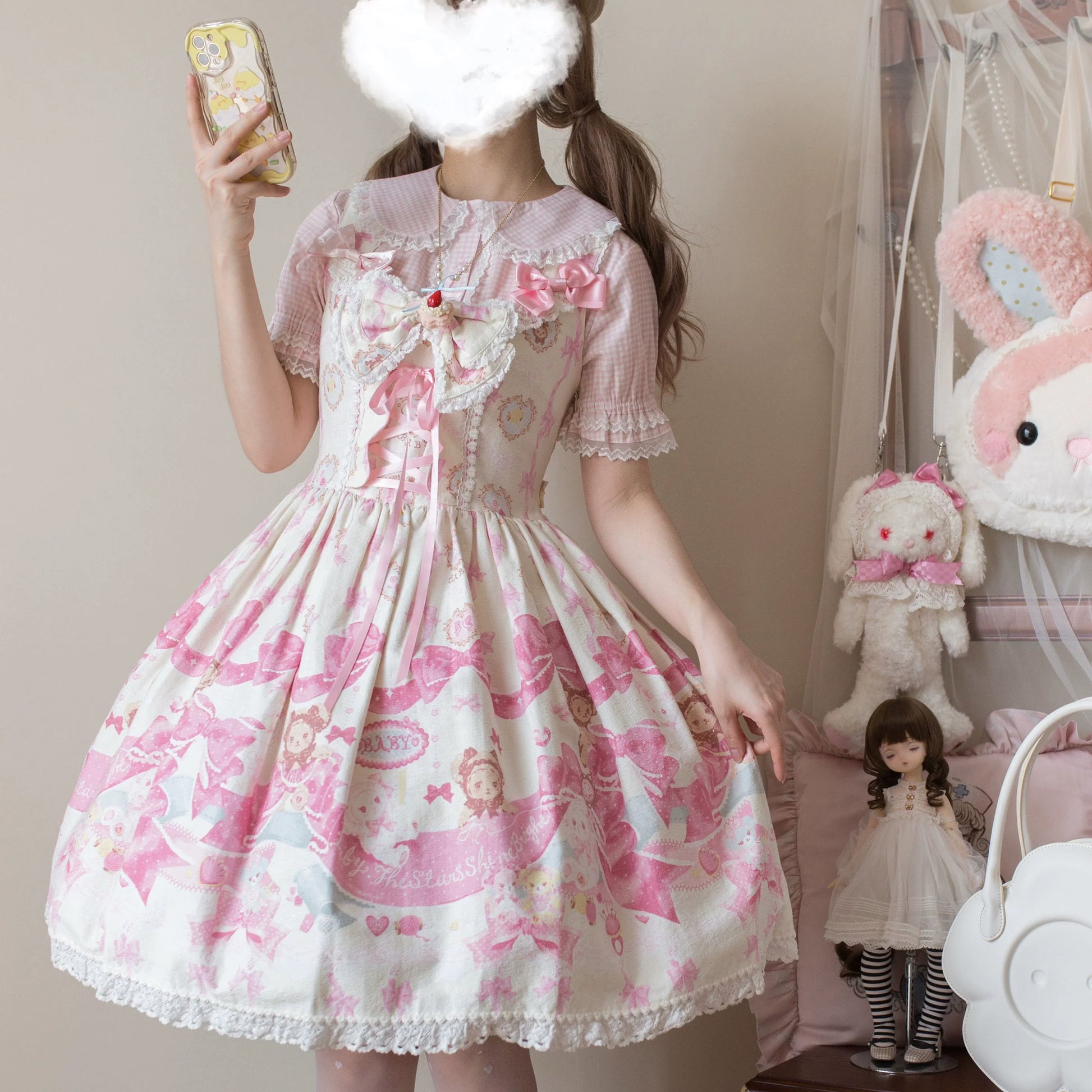 MIST - Kawaii Lolita Plaid Blouse With Cat Ear Peter Pan Collar