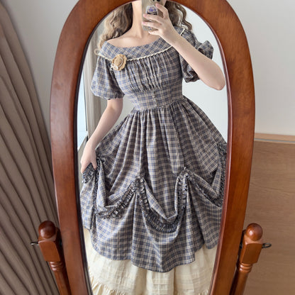 Forest Wardrobe - Forest Picnic - Classic Lolita OP Dress with Off-Shoulder and Lifting Hem