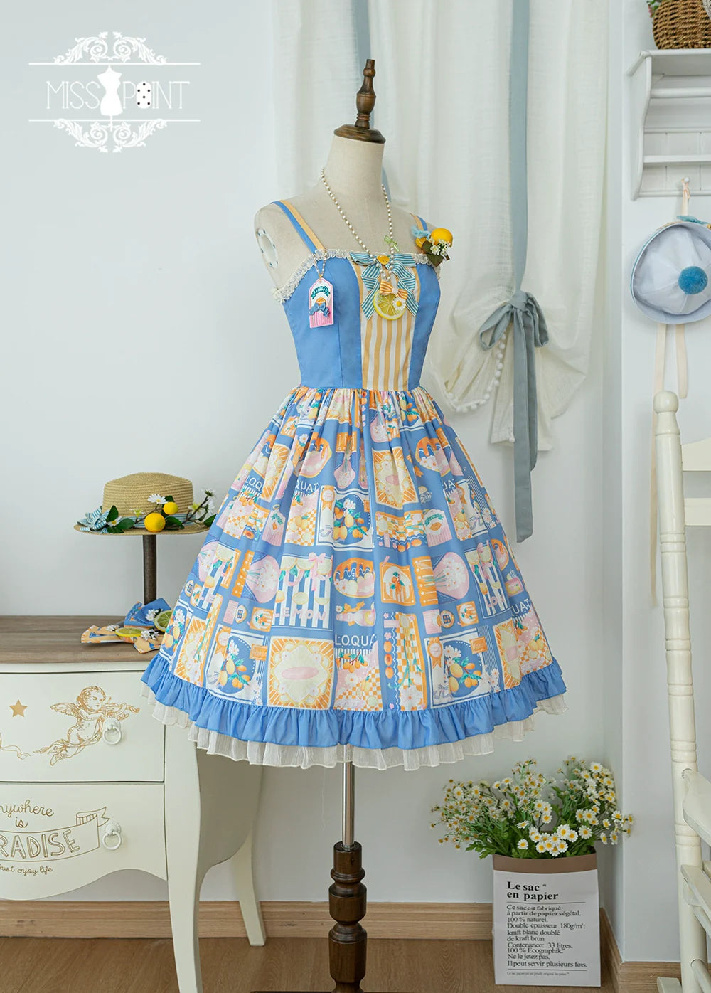 Miss Point - Daisy Lemon - Daily Lolita Lemon Print JSK Customized