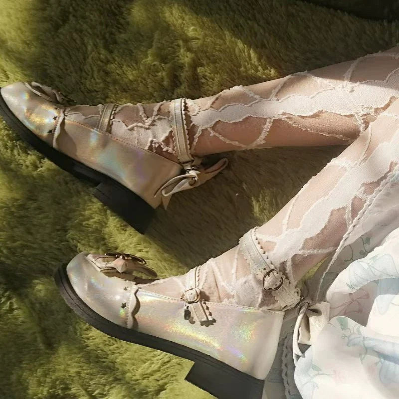 Bubble Cat - Dreamy Starry - Sweet Lolita Shoes Low Heel Bow Shoes