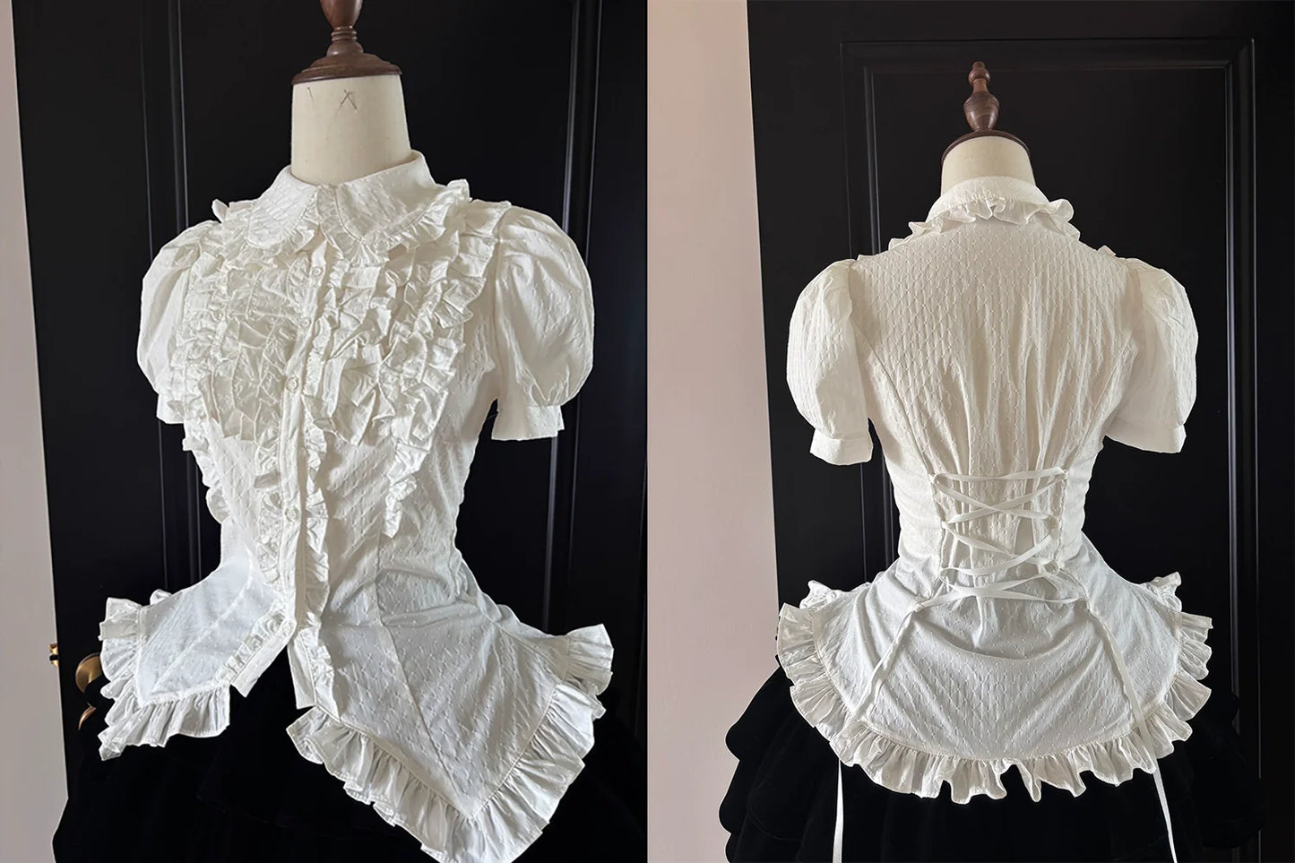 FlowerFairyDaily - Tiana's Wardrobe - Doll-like Lolita Shirt With Ruffles/Adjustable Back Strap