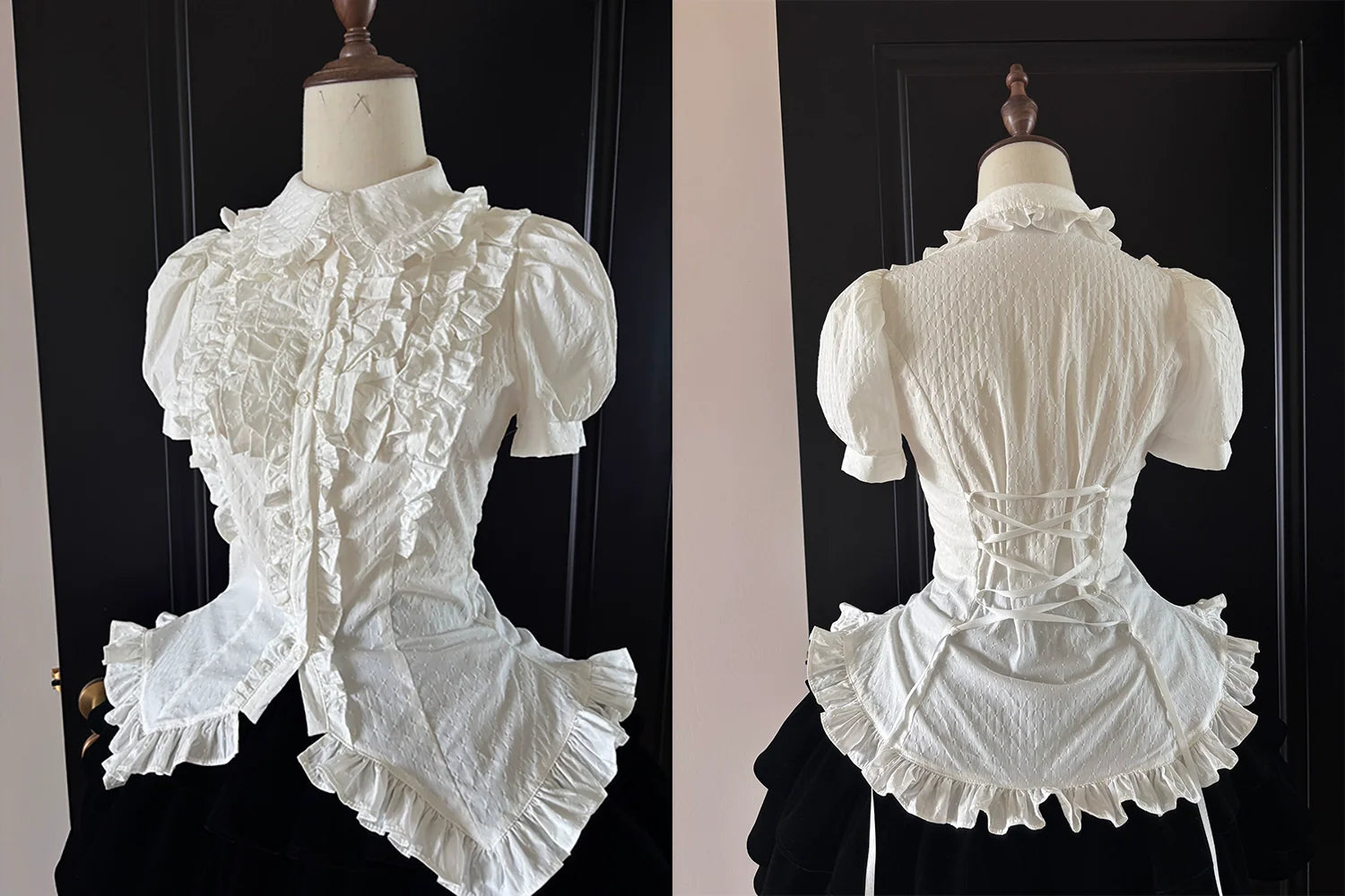 FlowerFairyDaily - Tiana's Wardrobe - Doll-like Lolita Shirt With Ruffles/Adjustable Back Strap