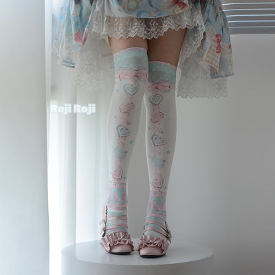 Roji roji - Macaron Printed Lolita Knee Stockings