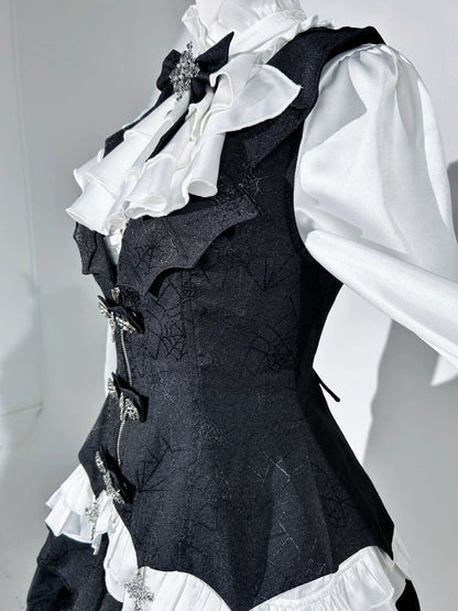 Letters from Unknown Star - Bloodline Duke - Gothic Lolita SK Suit Spider Web Vest and Blouse