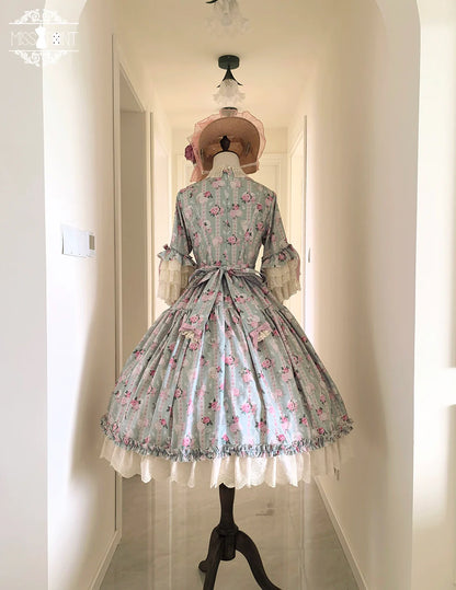 Miss Point - Lilyka Garden - Classic Lolita OP Dress Set Elegant Floral Wall Princess Sleeve
