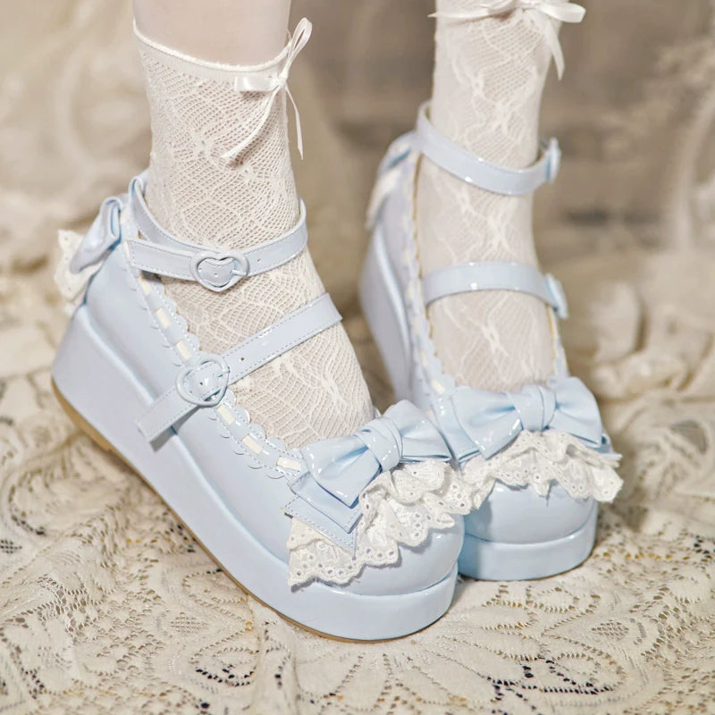 Jiujiu Lolita - Milky Puff - Sweet Lolita Heels Shoes, Round Toe With Petite Wedge