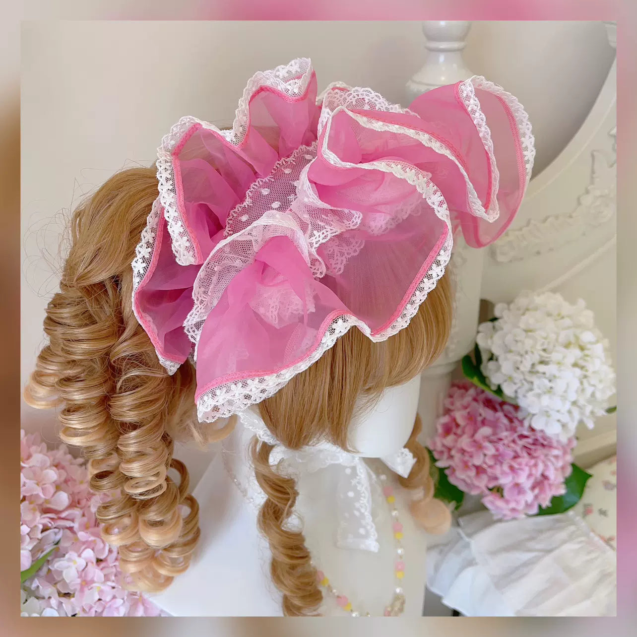 CheeseCat - Sweet Lolita Bonnet Organza Bow Headdress