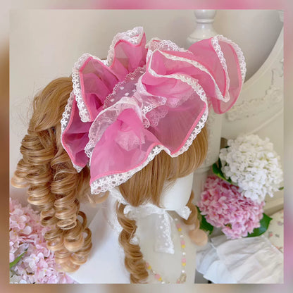 CheeseCat - Sweet Lolita Bonnet Organza Bow Headdress