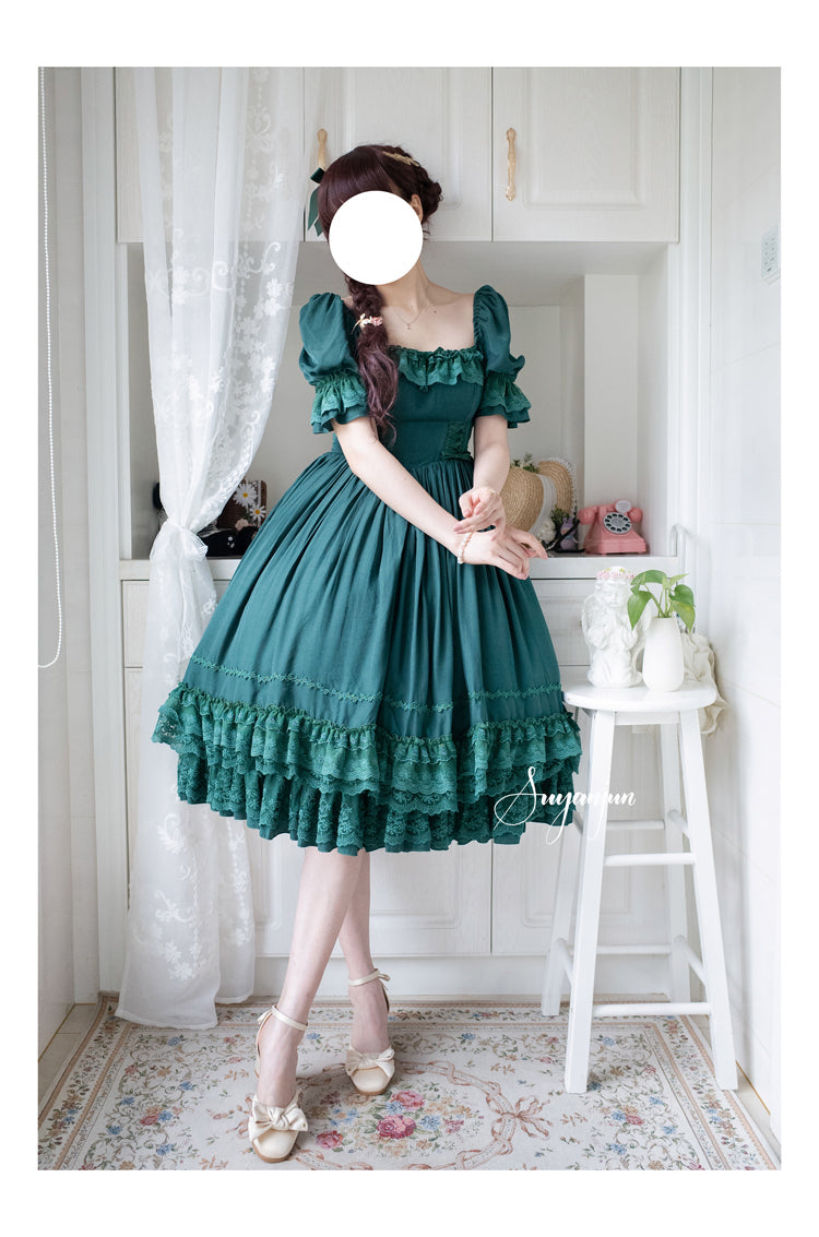 Sweet Wood - Nyx's Kiss - Plus Size Classic Lolita Short-sleeved OP Dress