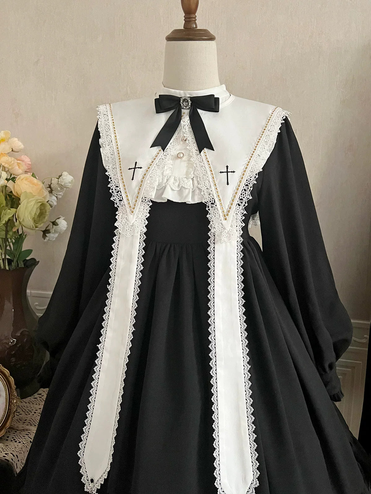 Sweet Date - Gothic Lolita Dress Black Nun OP for Halloween