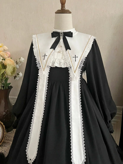 Sweet Date - Gothic Lolita Dress Black Nun OP for Halloween