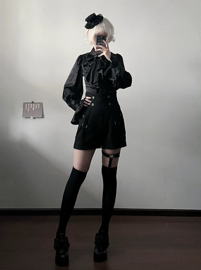 Gazing Galactic - Moonstone - Elegant Ouji Lolita Shirt, Detachable Jabot