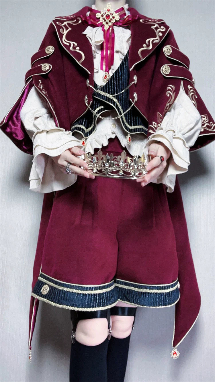 Letters from Unknown Star - Heir - Ouji Lolita Shorts Set Military Prince Lolita Coat and Blouse