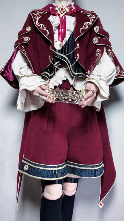 Letters from Unknown Star - Heir - Ouji Lolita Shorts Set Military Prince Lolita Coat and Blouse