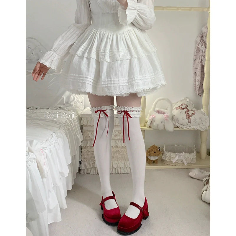 Roji Roji - Gentle Town - Sweet Lolita Cotton Calf Socks, Ankle Socks
