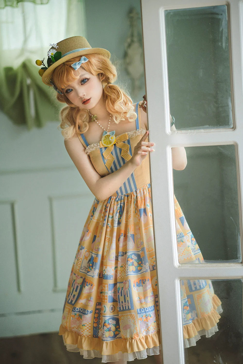 Miss Point - Daisy Lemon - Daily Lolita Lemon Print JSK Customized