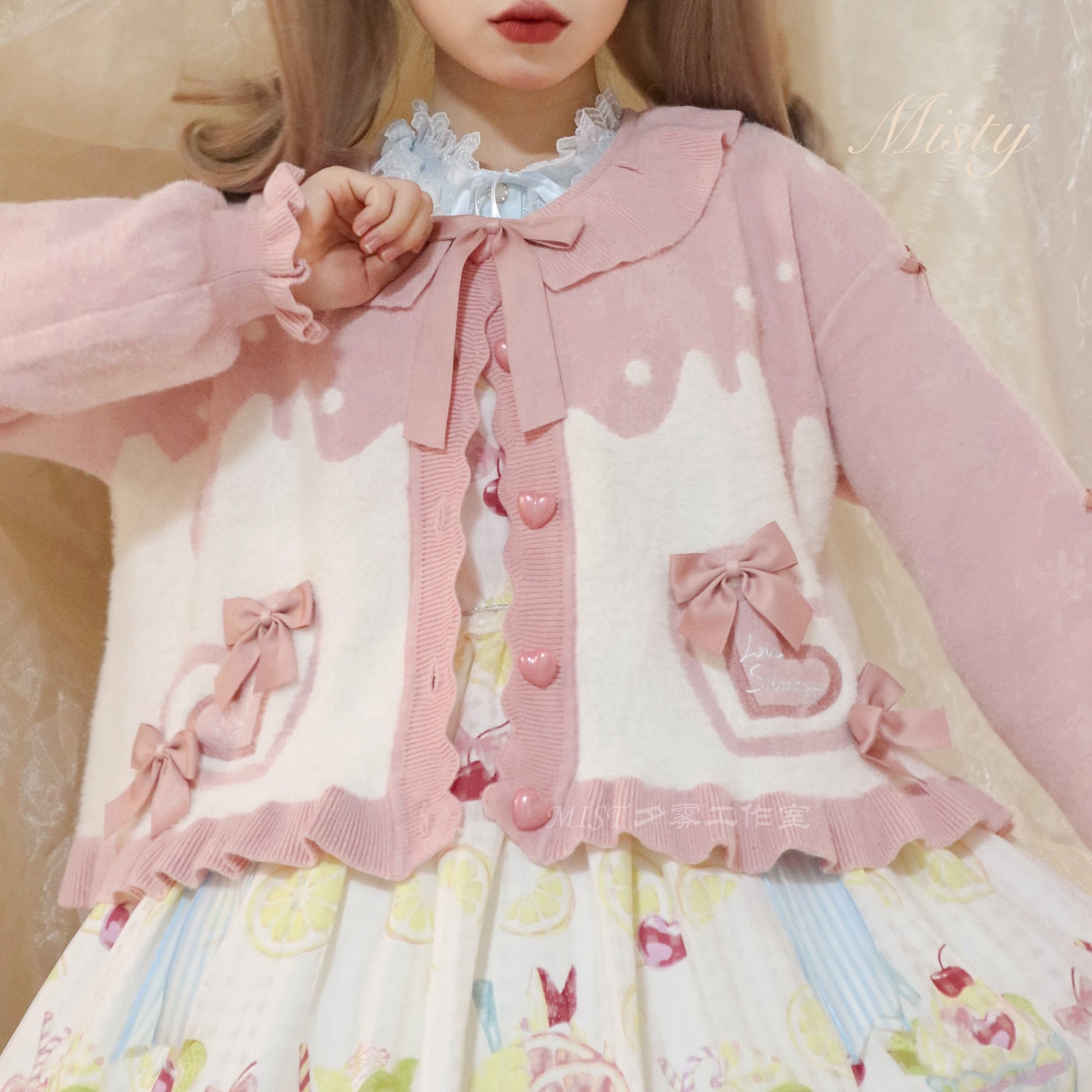 MIST - Beating Heart - Sweet Lolita Thick Sweater Coat Puff Sleeve