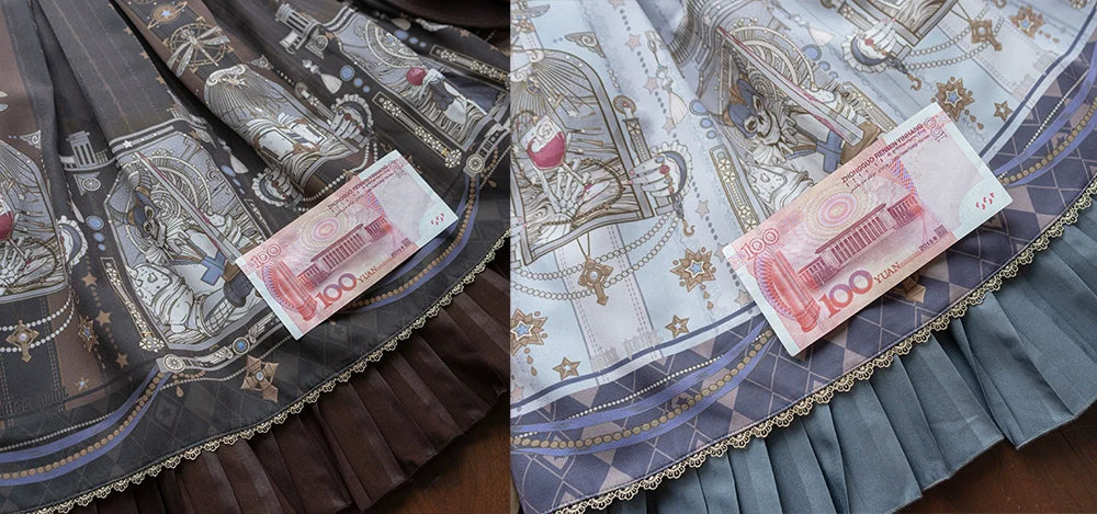 Miss Point - Demon Hunting Notes - Gothic Lolita Cross Print Short Skirt