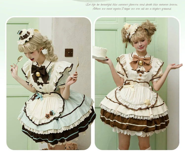 Sakurahime - Berry Bubble - Kawaii Lolita OP Tiered Ruffles Apron Lolita Dress