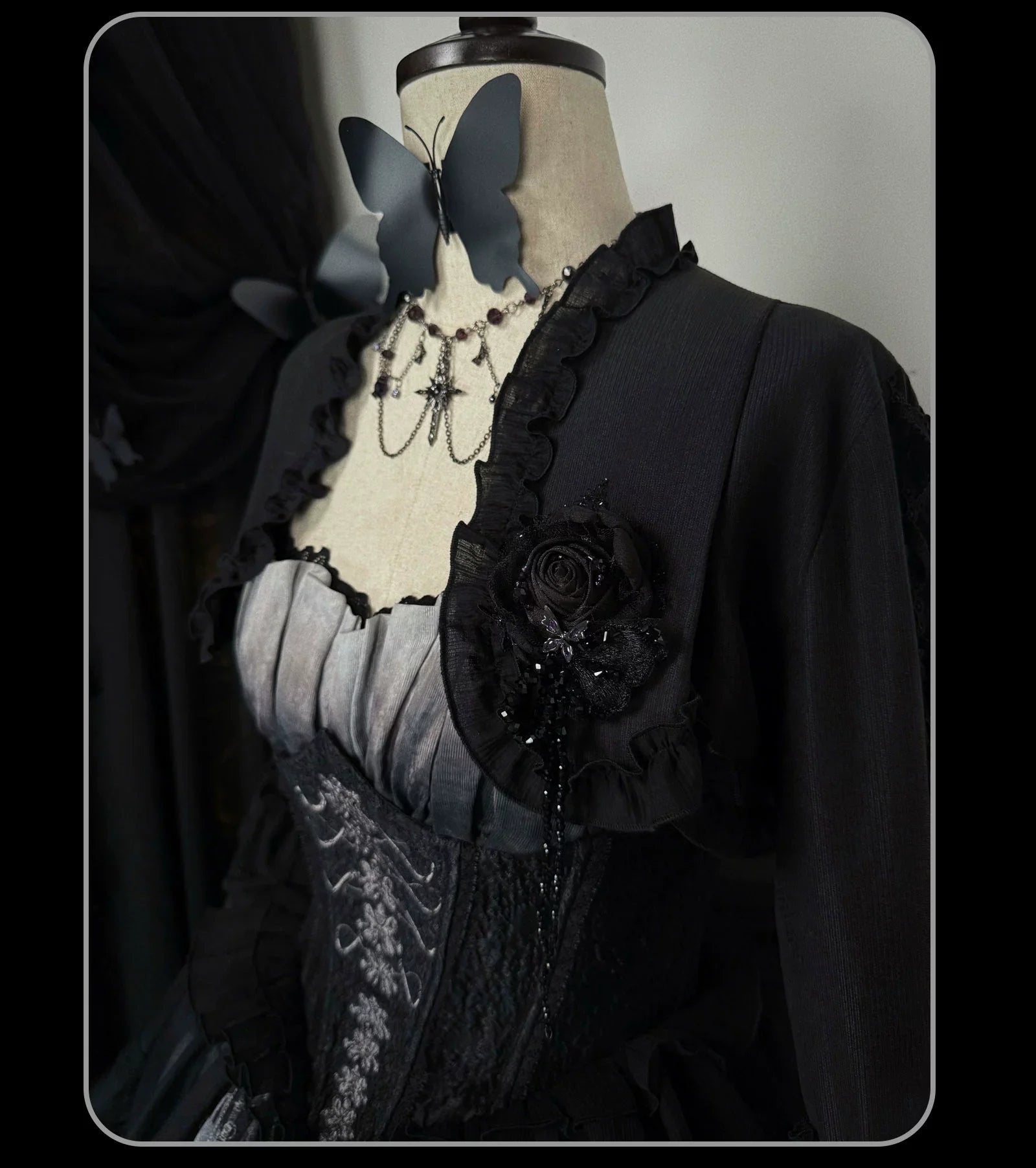 Susin Lolita - Bone-Eroded Butterfly - Gothic Lolita JSK & SK Set