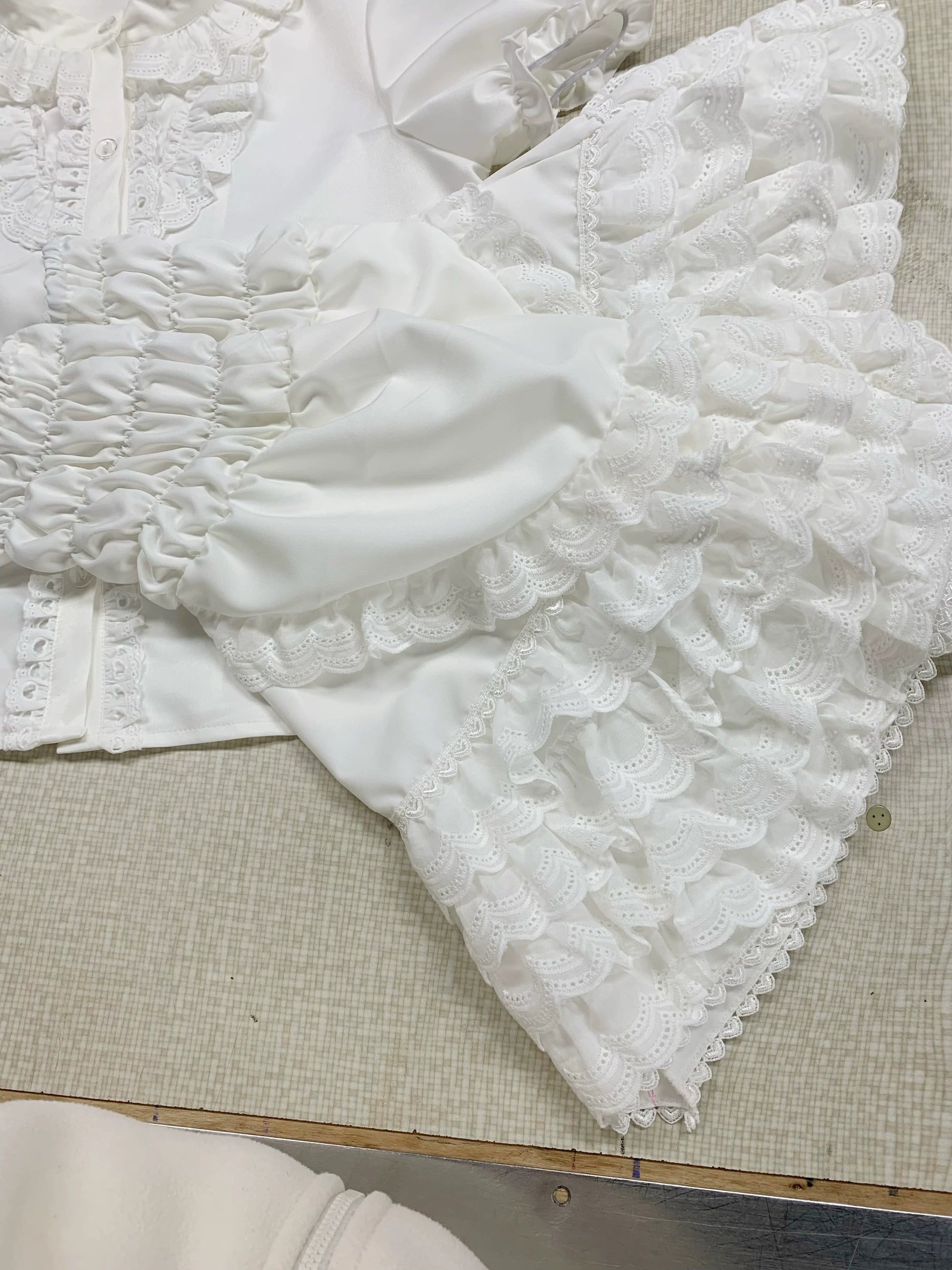 Chubby Cat Diary - Plus Size Cotton Lolita White Blouse, Short Sleeve