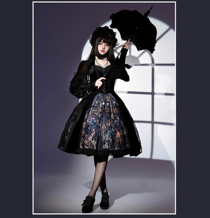 SUSIN - Night Traveler - Classic and Elegant Gothic Dress with Colorful Window Prints