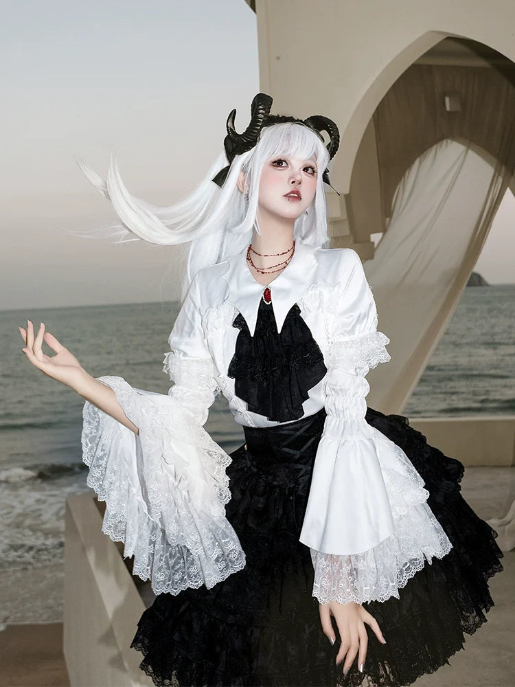 CastleToo - Crossbone - Ouji Lolita Shorts Suit Gothic Lolita Top and Blouse