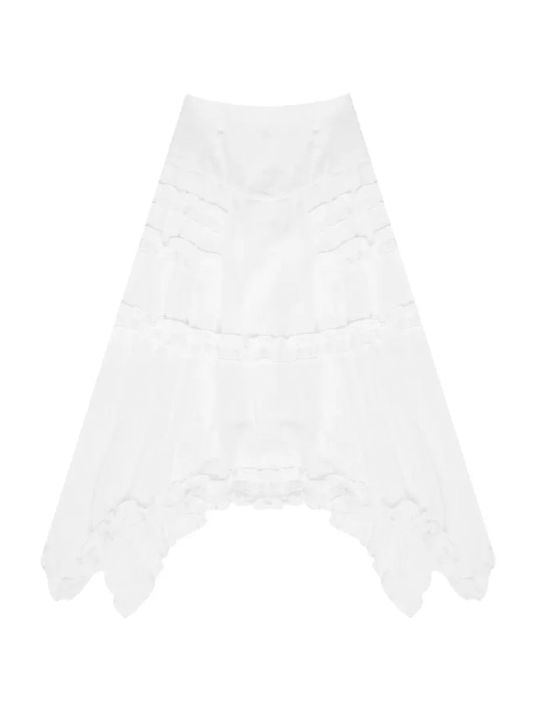 High waist slim lace white skirt【s0000007832】